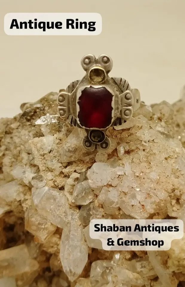 Vintage Silver Ring with Red Stone – Handmade Tribal Style Statement Ring