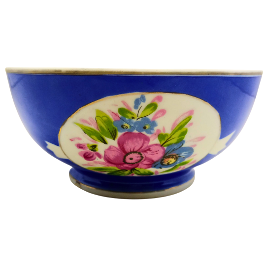 Vintage Eagle China Porcelain Bowl – Hand-Painted Floral Design, Blue & White, Made in Japan