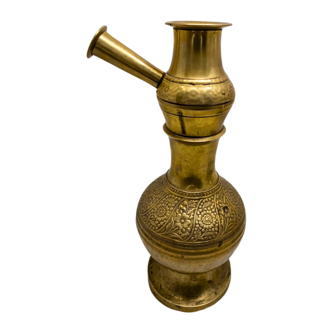 Vintage Brass Hookah Base with Floral Engraving – Traditional Handcrafted Hukkah