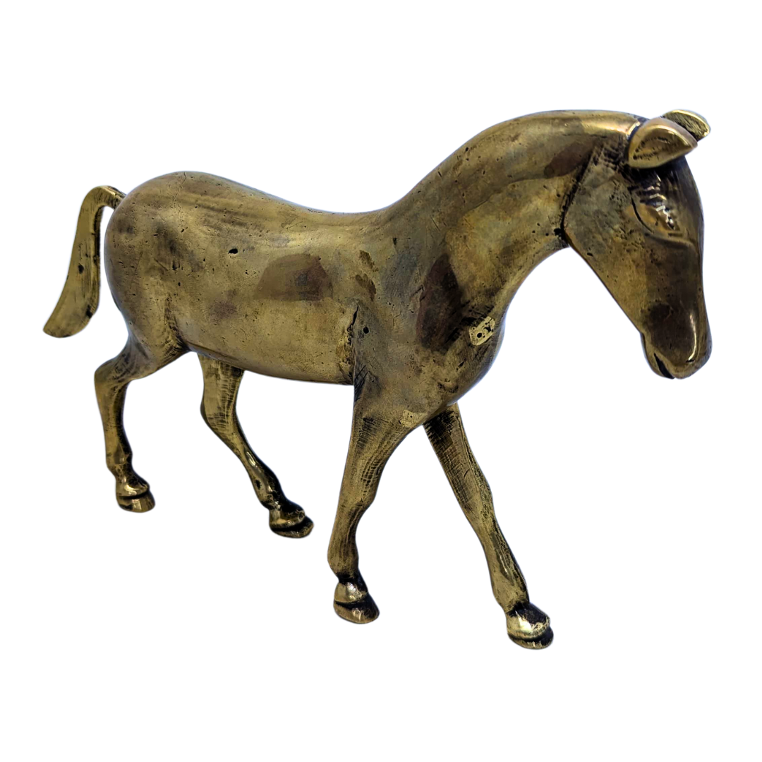 Vintage Brass Horse Figurine – Handcrafted Decorative Animal Sculpture