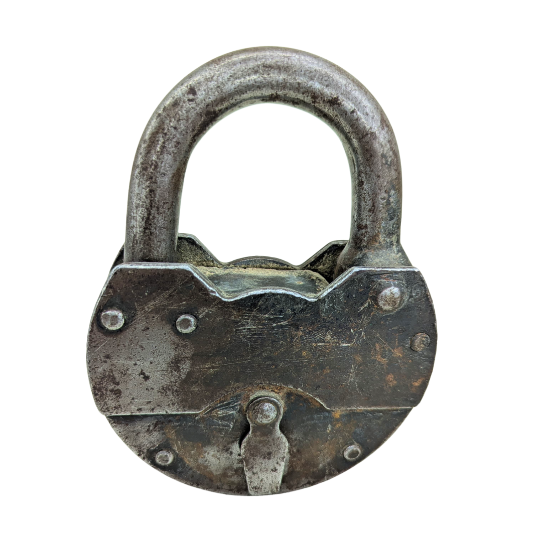 Antique Iron Padlock with Keyhole – Vintage Hand-Forged Lock