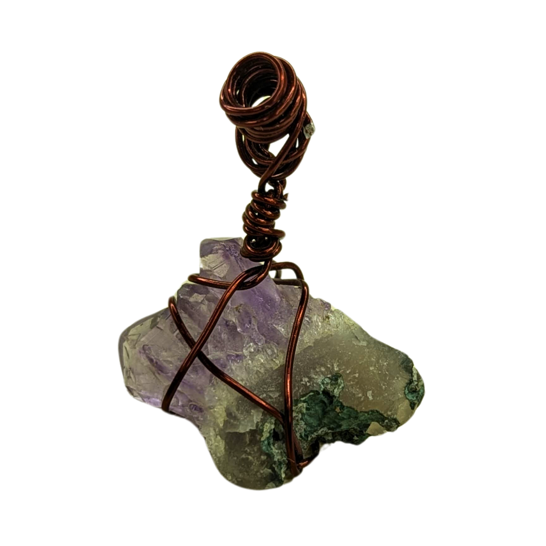 Handmade Raw Amethyst Crystal Pendant with Copper Wire Wrap – Natural Healing Stone Jewelry