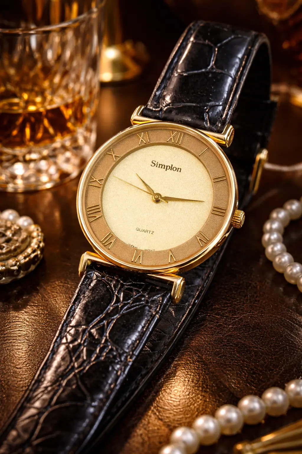 Vintage Simplon Quartz Watch – Roman Numeral Dial | Classic Dress Watch