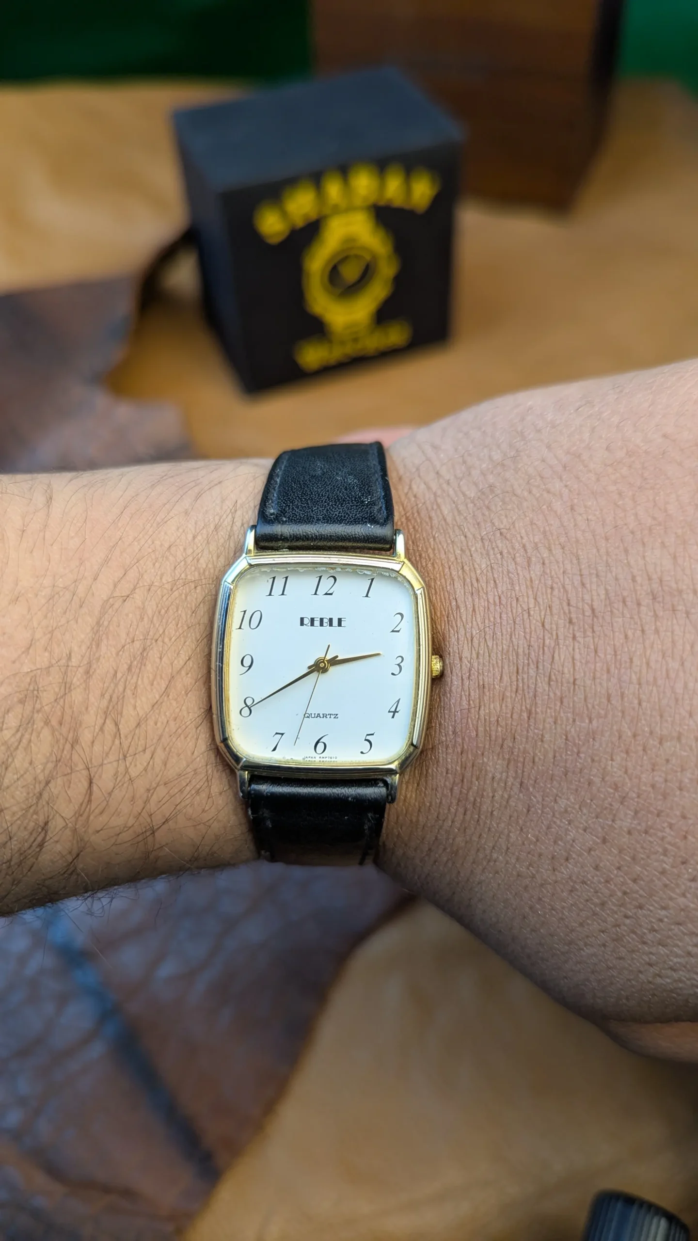 Vintage REBLE RMP-510 Quartz Rectangular Gold Tone Watch