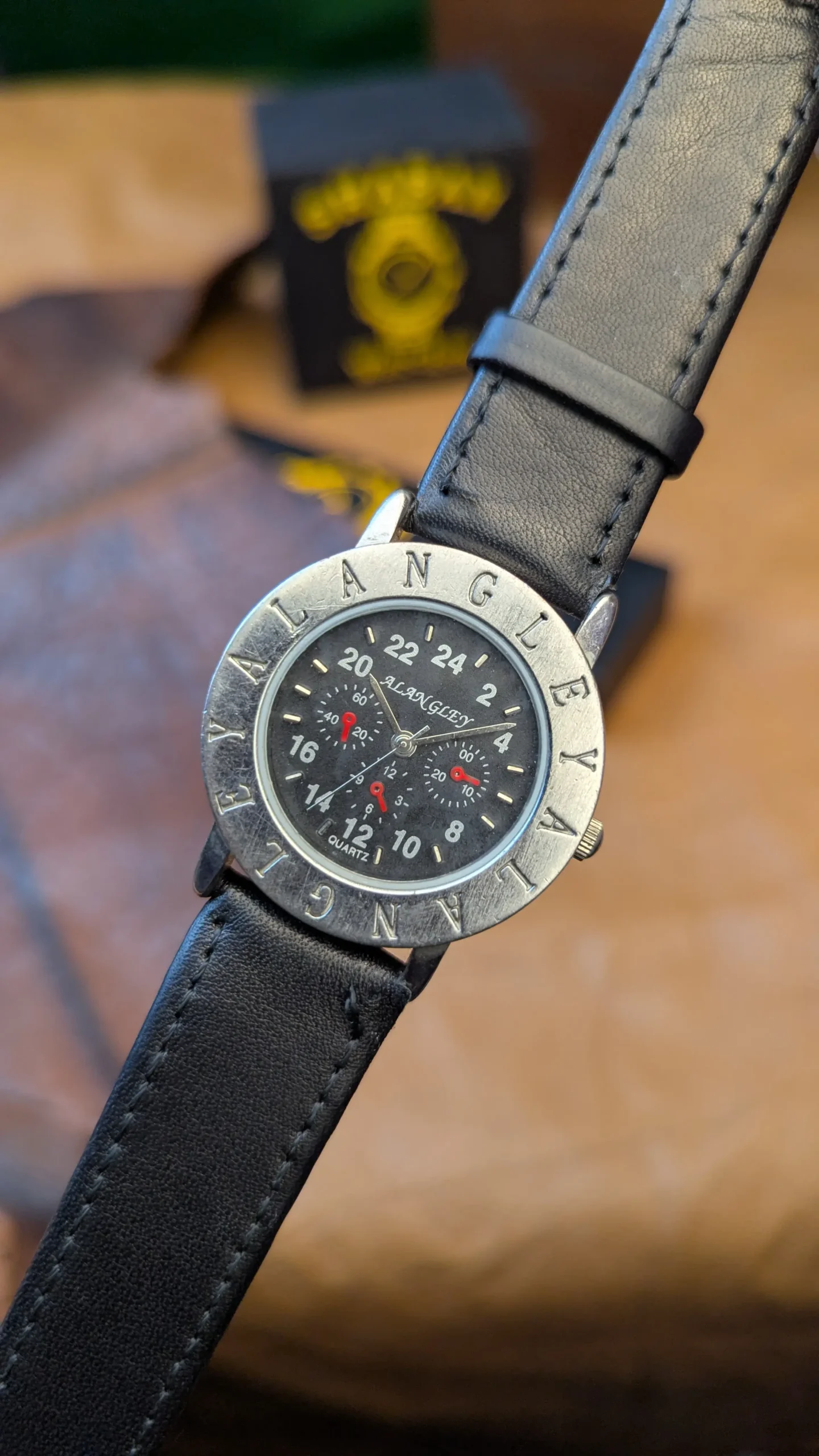Alain Gley Yalangley Vintage Watch – Black Dial Multi Subdial Quartz