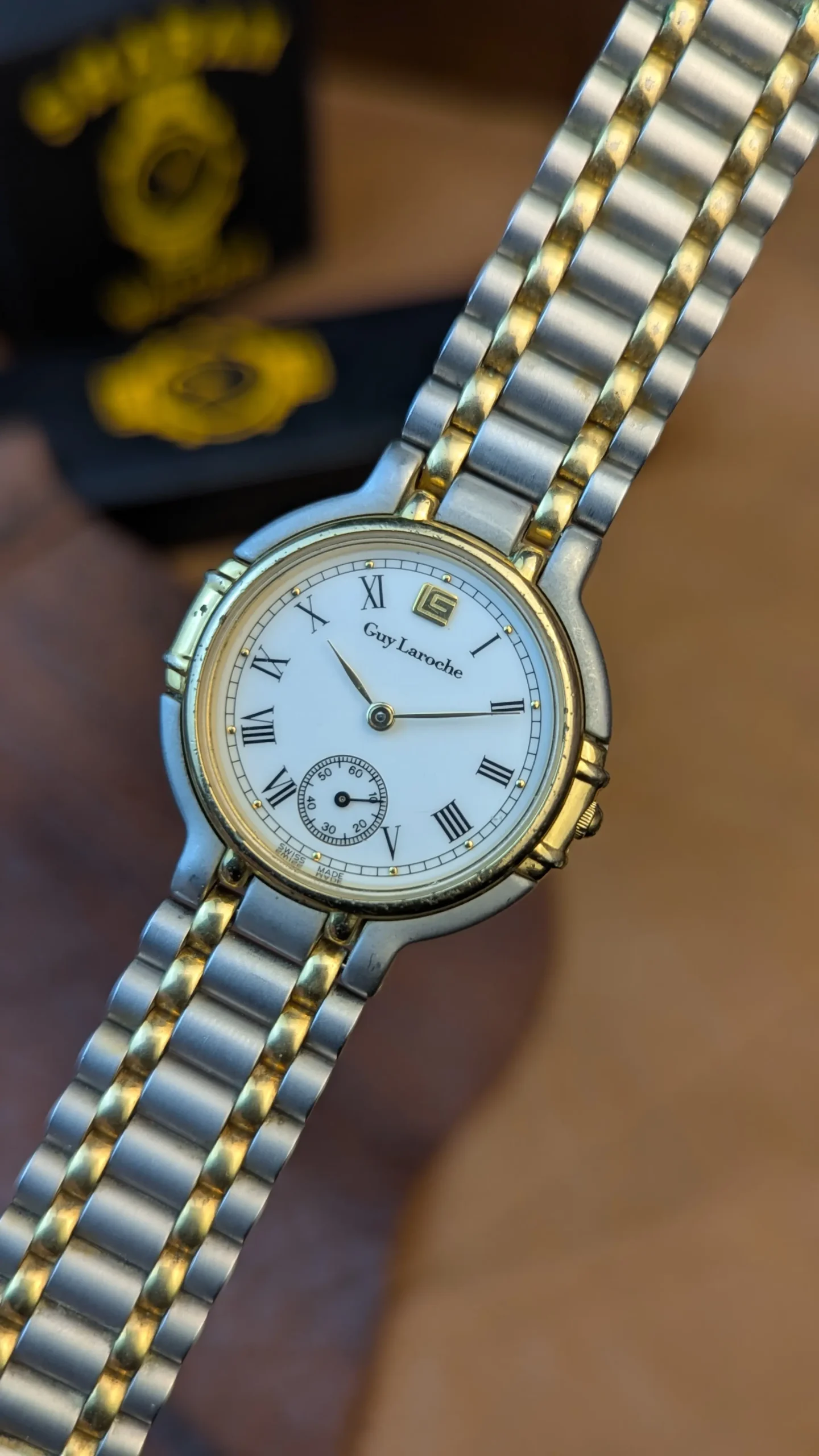 Vintage Guy Laroche Swiss Made Watch – Two Tone Bracelet Small Seconds Dial