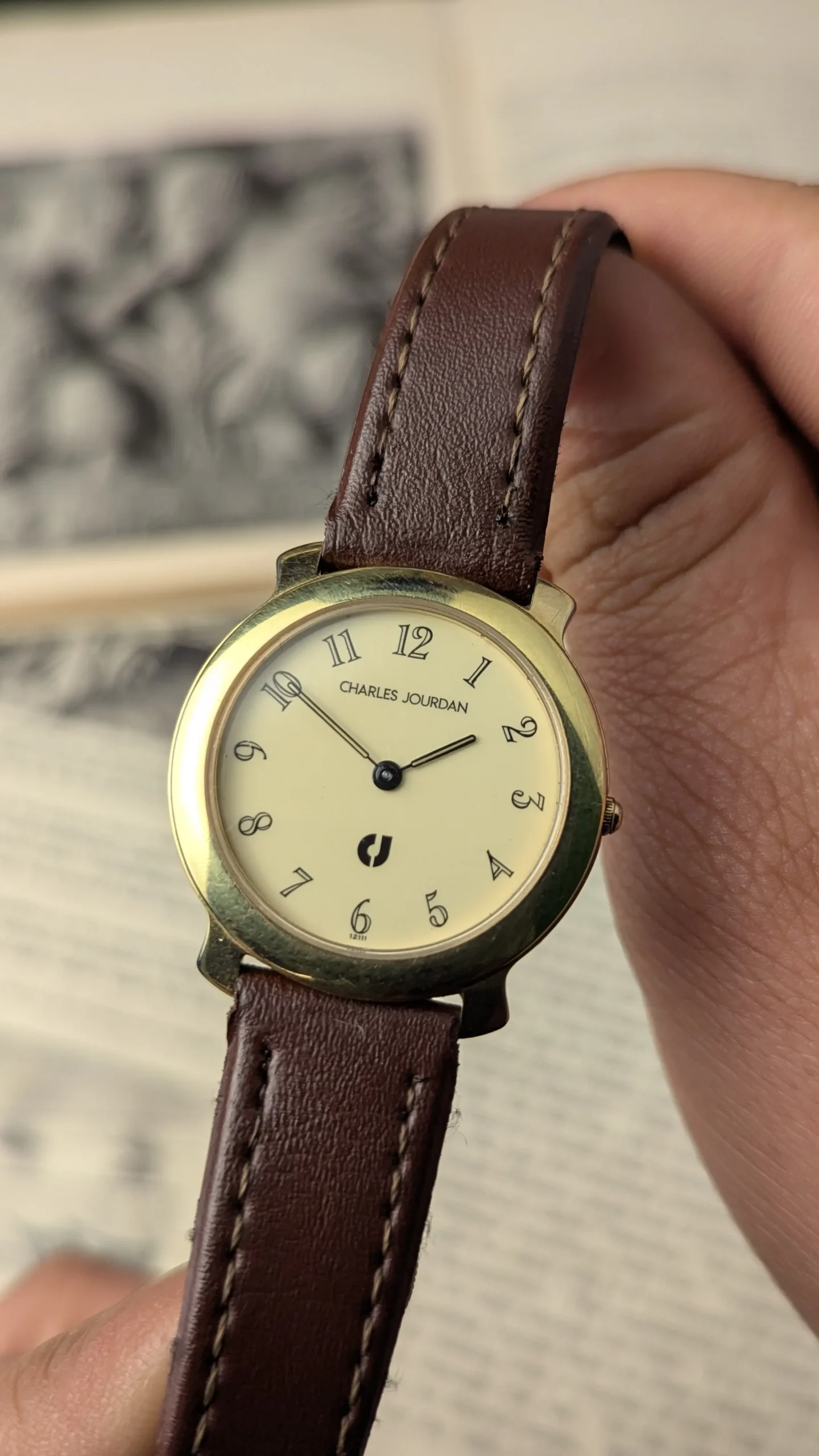 Vintage Charles Jourdan Swiss Quartz Watch – Gold Plated Case Leather Strap