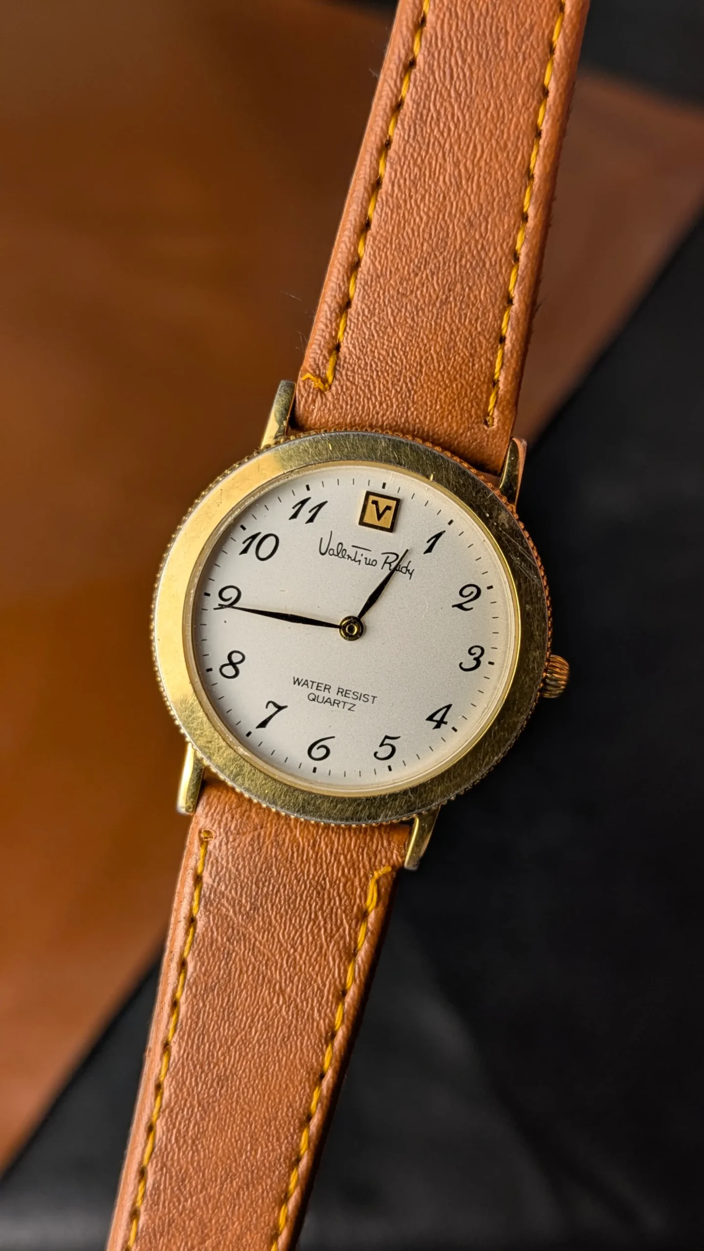 Valentino Rudy Quartz Watch 33mm Unisex Classic White Dial Leather Strap Watch