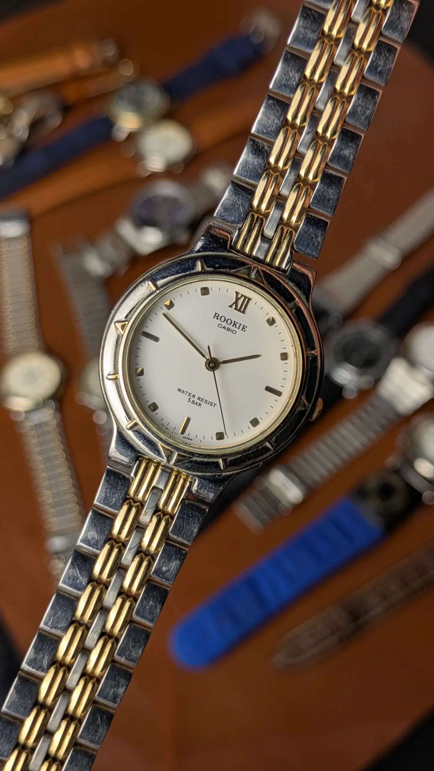 Vintage Casio Rookie Watch RKM-709 Two-Tone Steel Bracelet