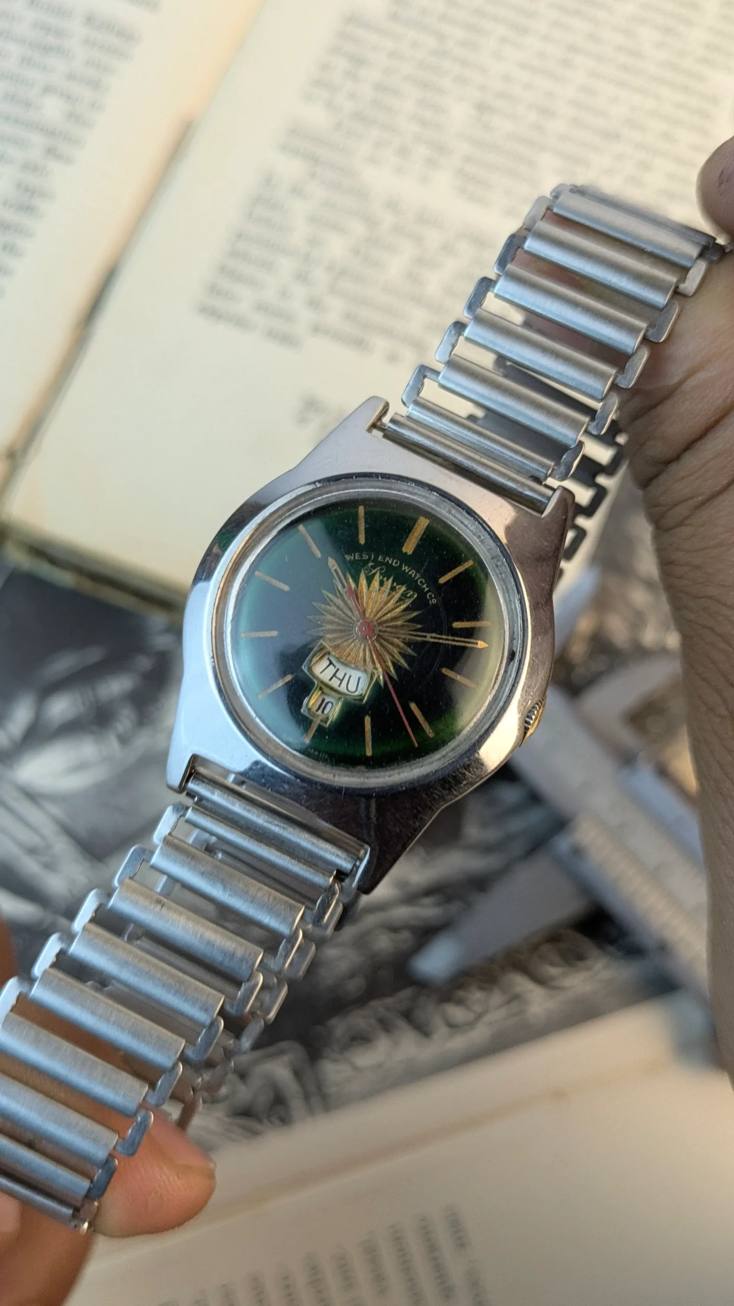 Vintage West End Watch Co Day Date Watch 33mm Swiss Made
