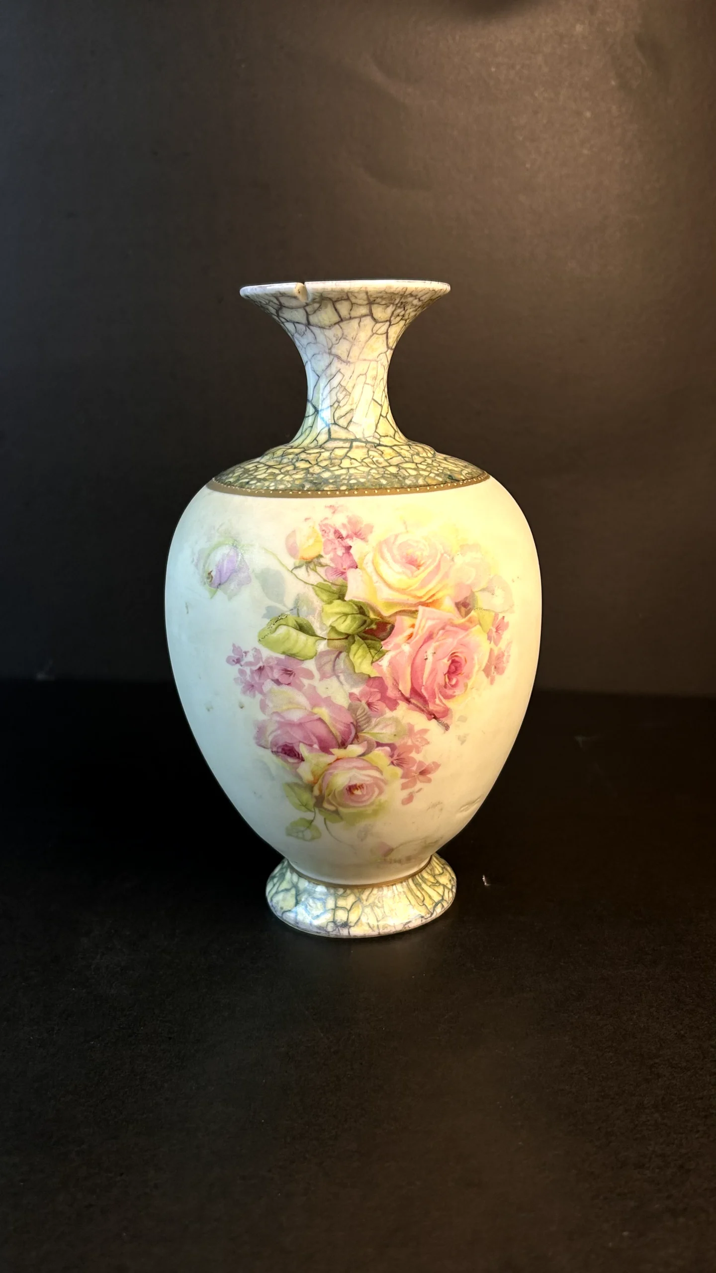 Vintage Hand-Painted Rose Porcelain Vase