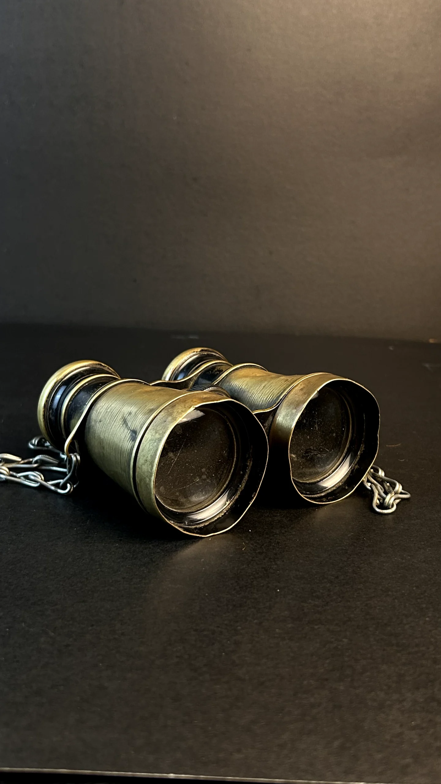 Vintage Brass Opera Binoculars with Chain – Antique Decorative Collectible