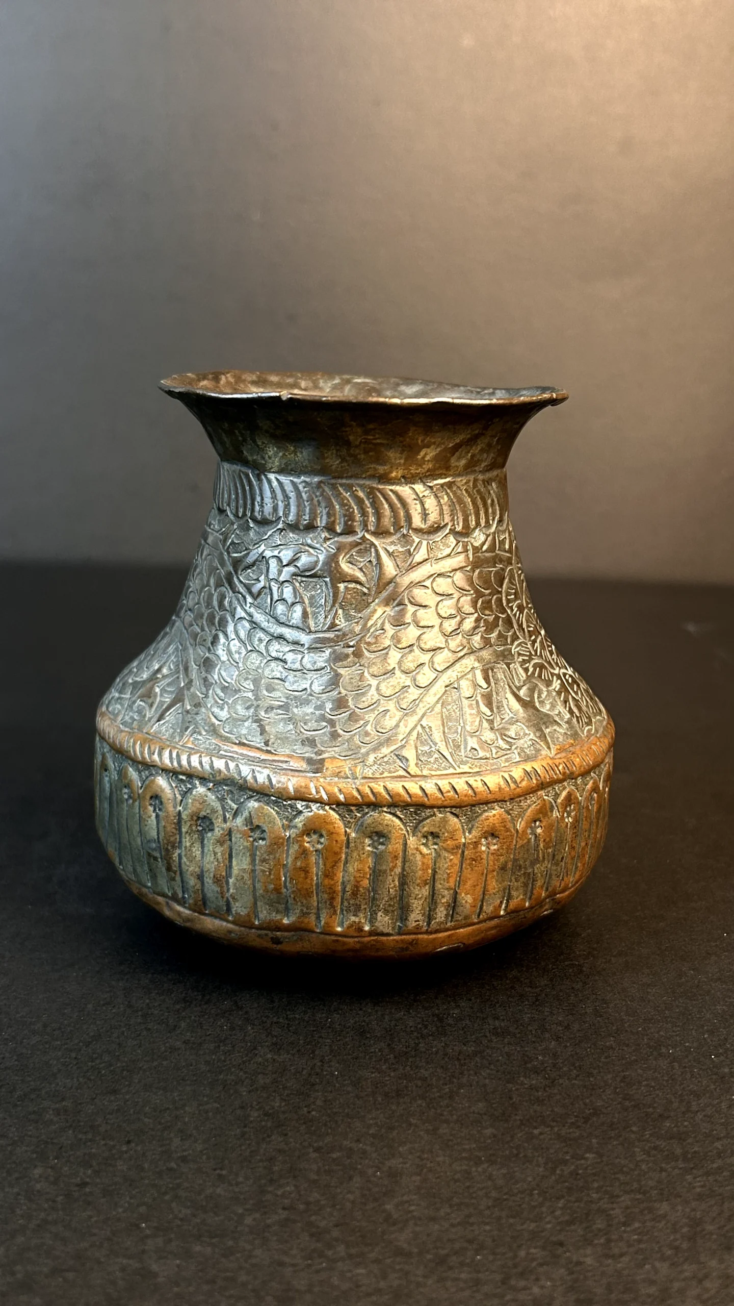 Handcrafted Engraved Copper Decorative Vase