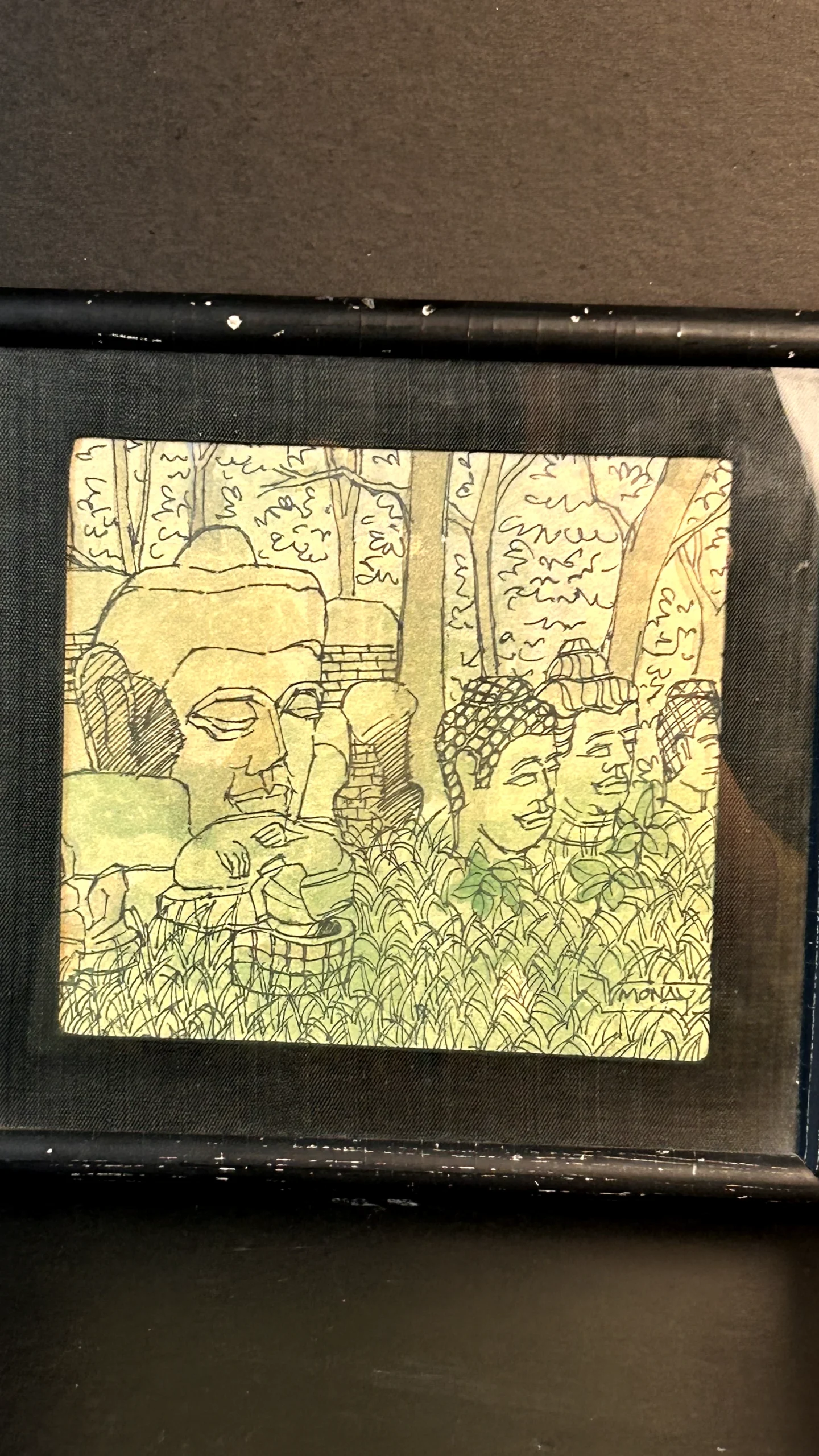 Vintage Framed Temple Ruins Landscape Art Print