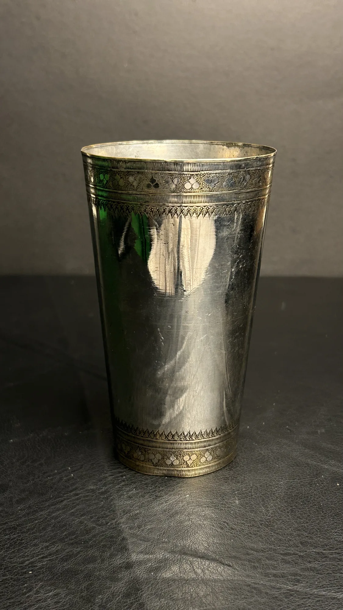 Vintage Etched 100 years old brass glass