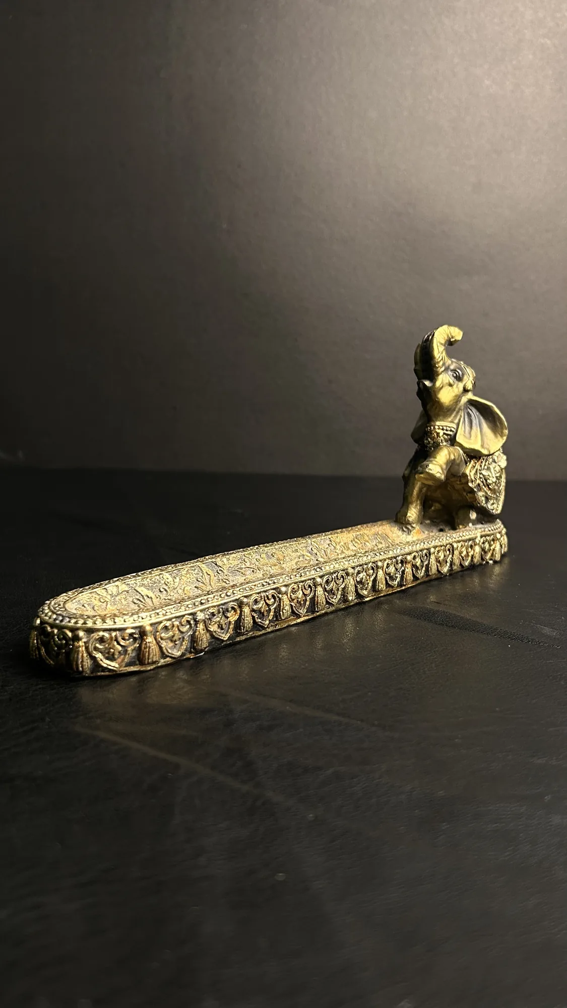 Ornate Brass Elephant Incense Holder