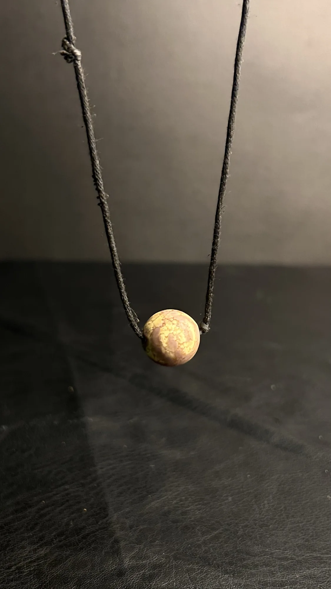 Round Stone Bead Cord Necklace
