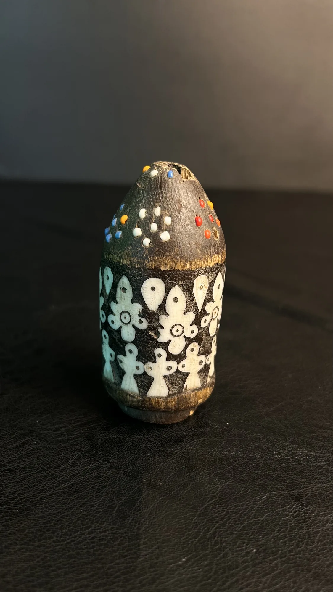 Vintage Decorative Figurine with Inlay and Beads