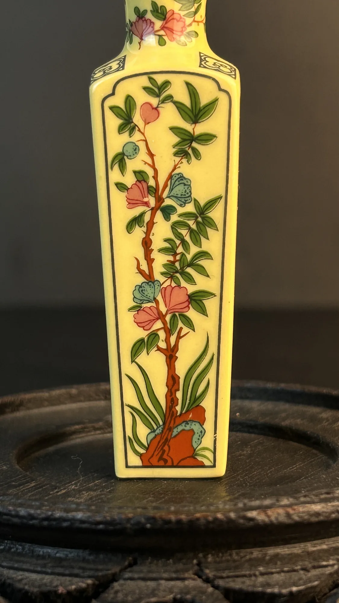 Vintage Painted Floral Decor Bottle