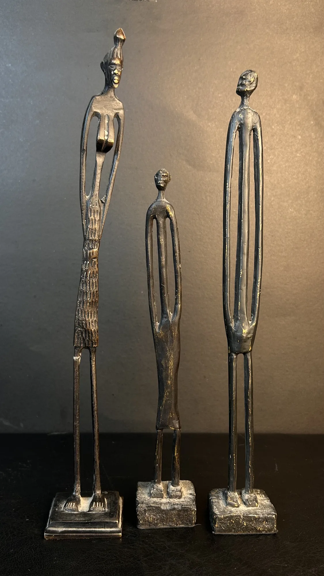 Set of Three Tall Figurine Statues