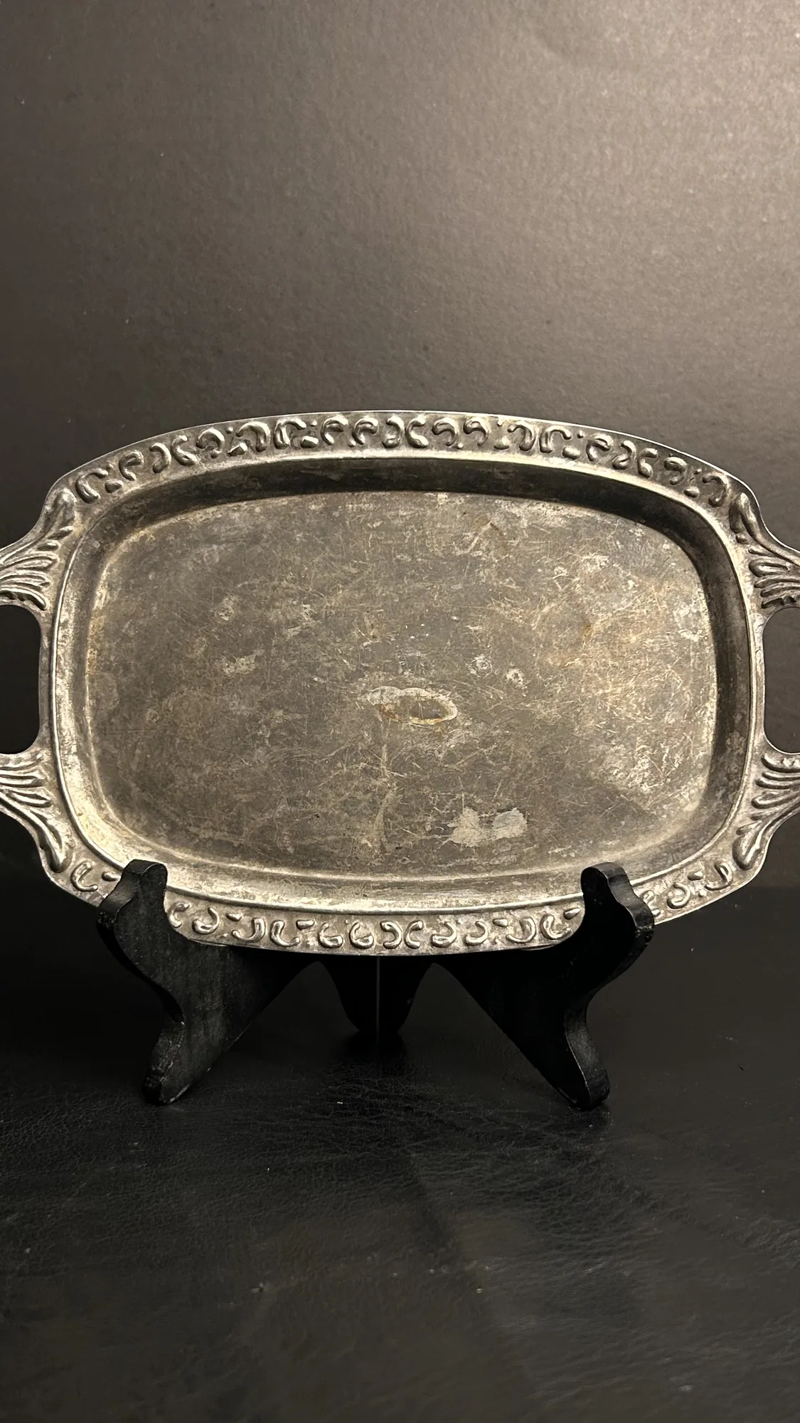 Vintage Metal Serving Tray with Handles