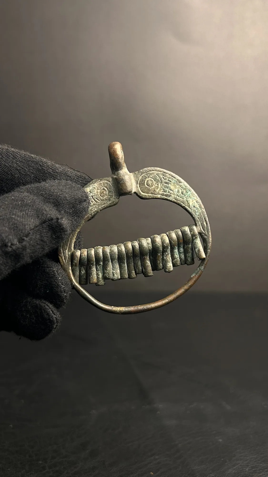 Vintage Metal Ring Artifact with Hanging Keys