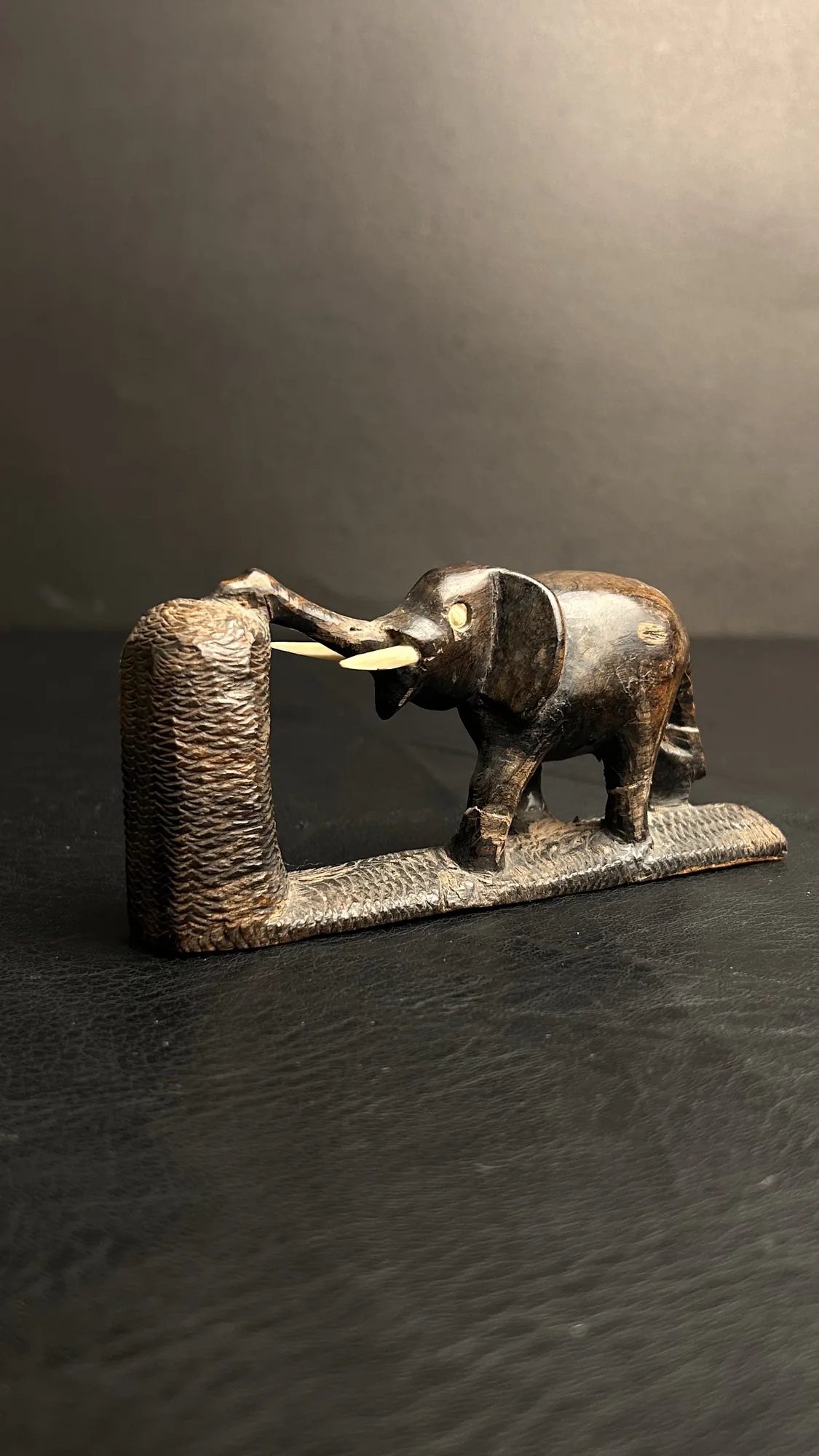 Carved Wooden Elephant Figurine