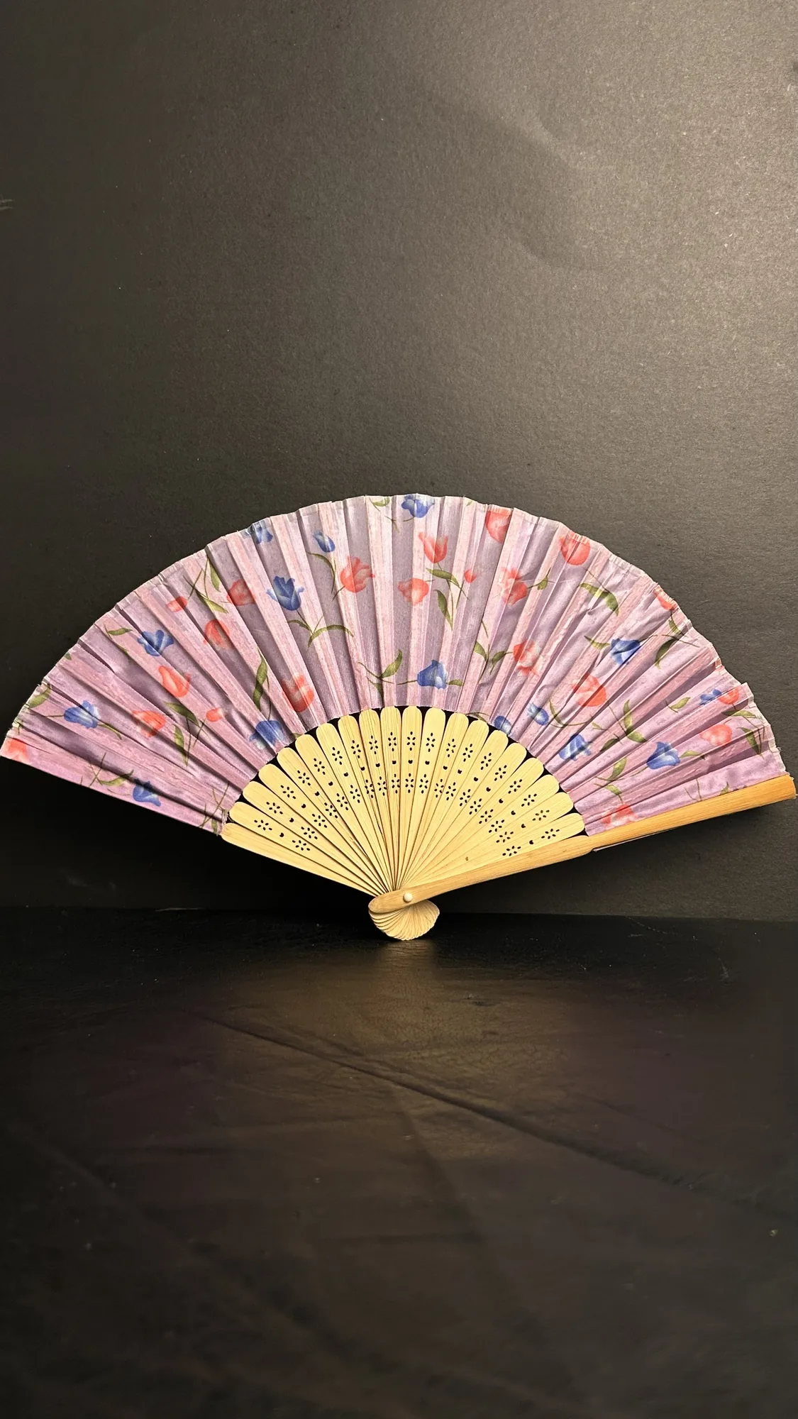 Vintage Folding Hand Fan with Floral Pattern