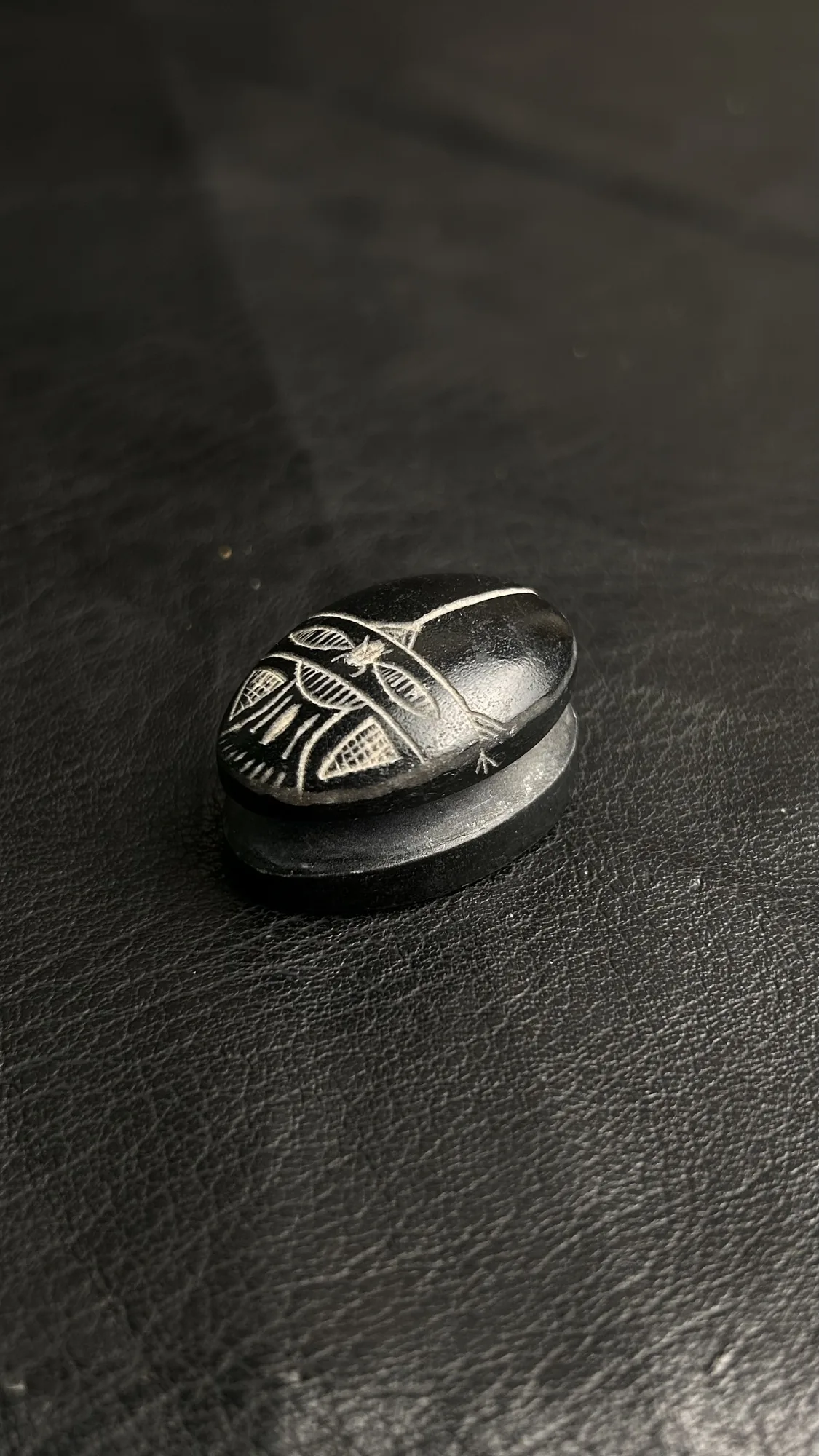 Carved Stone Scarab Beetle Figurine