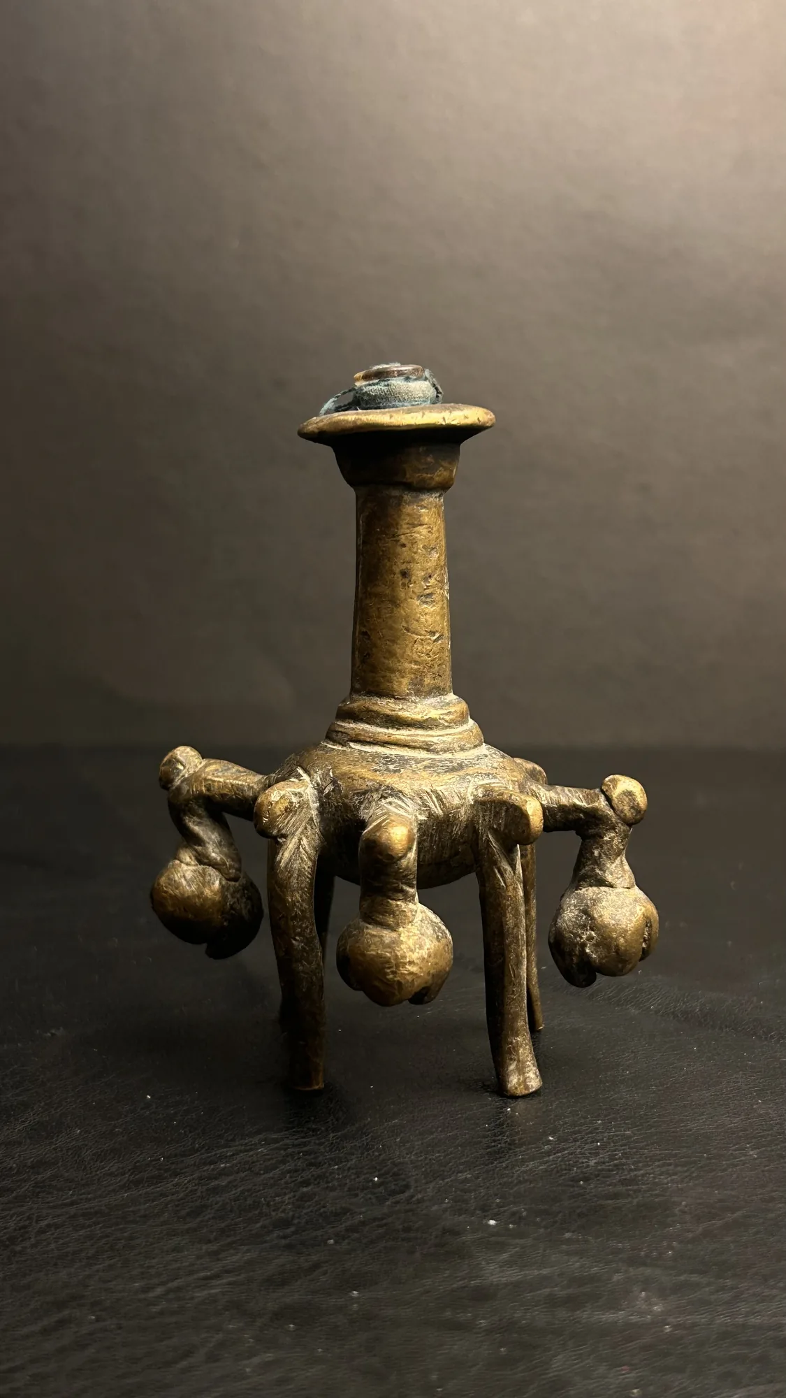 Vintage Brass Figurine with Hanging Bells