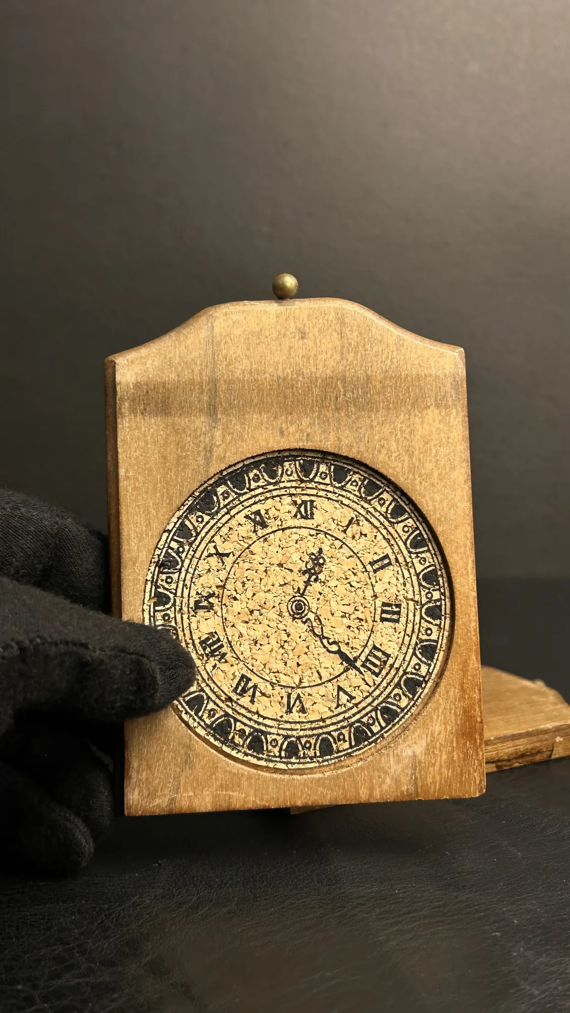 Vintage Wooden Table Clock with Roman Numerals