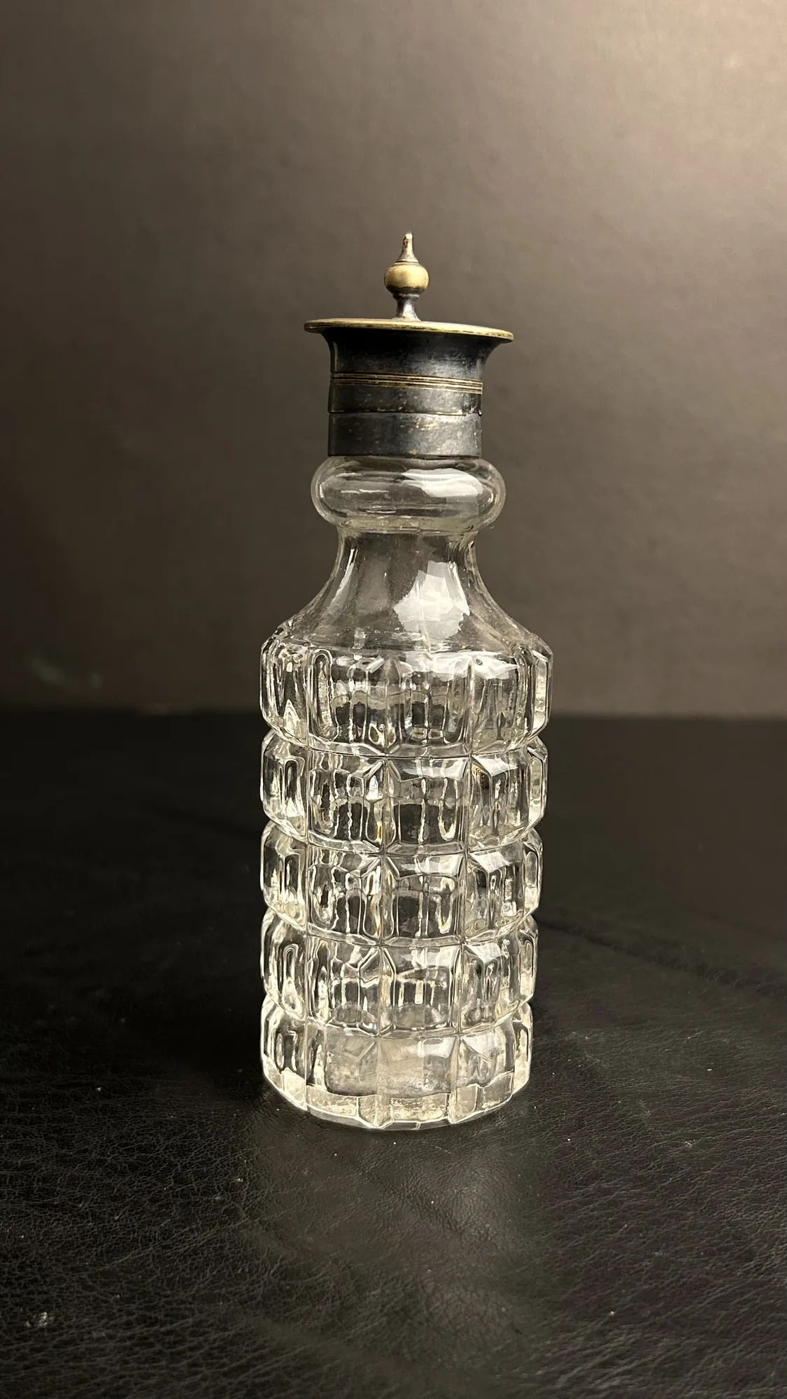 Vintage Glass Bottle with Metal Lid