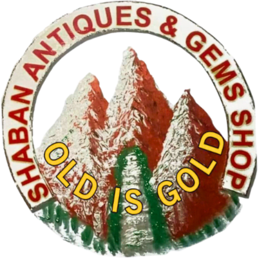 Shaban Antiques and Gemshop Logo Showing Mountains and Old is Gold written in the mid of logo