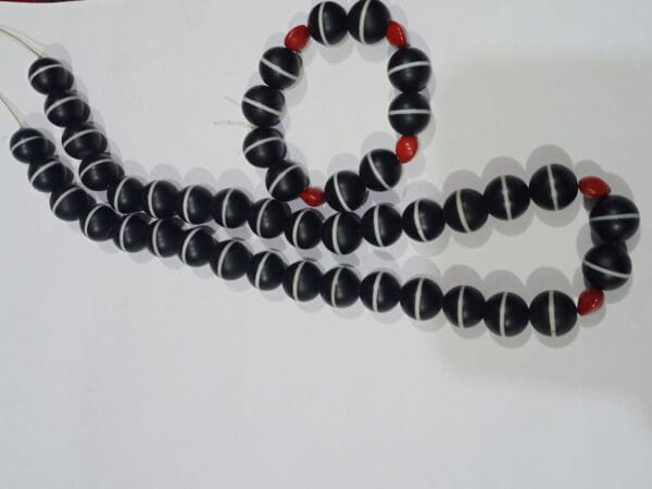 white and black beads