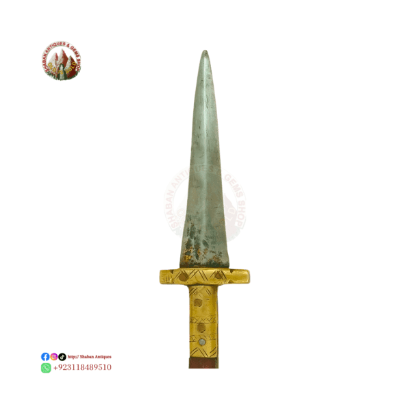 Historical Pash Kabz dagger with a steel blade and intricate brass design.