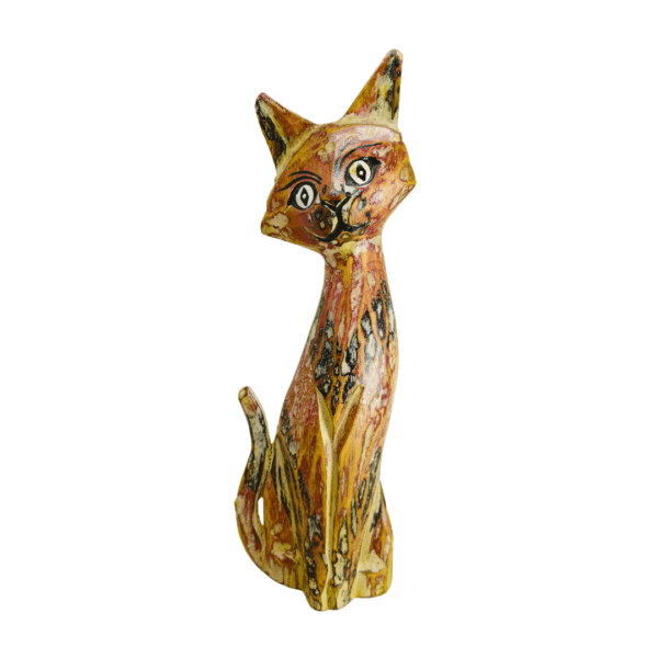 Handcrafted wooden cat figurine