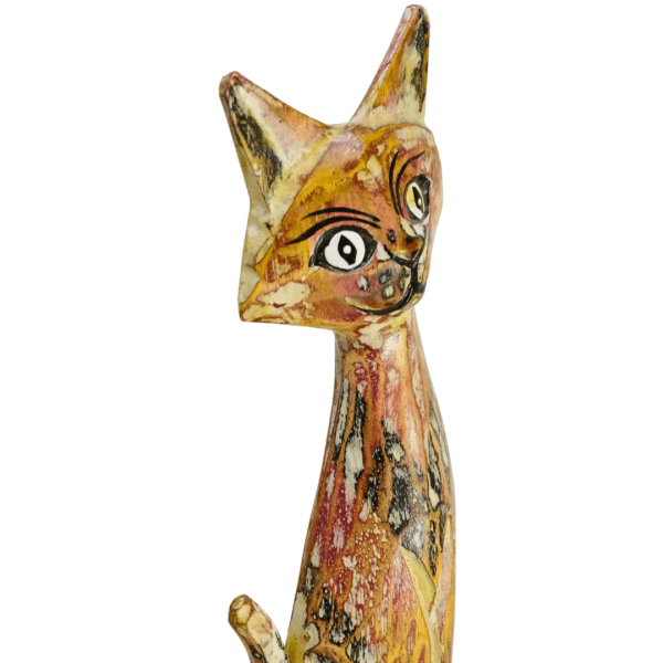 Unique wooden cat decoration piece for shelves