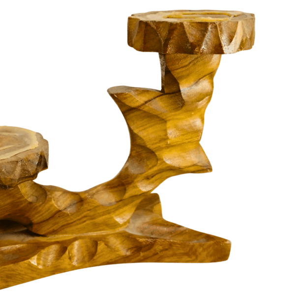 Unique handcrafted wooden candle stand for living room