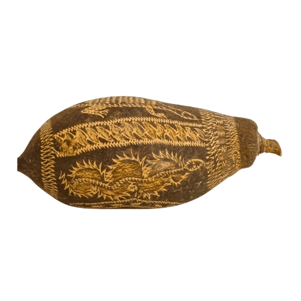 Handcrafted gourd art with intricate carvings