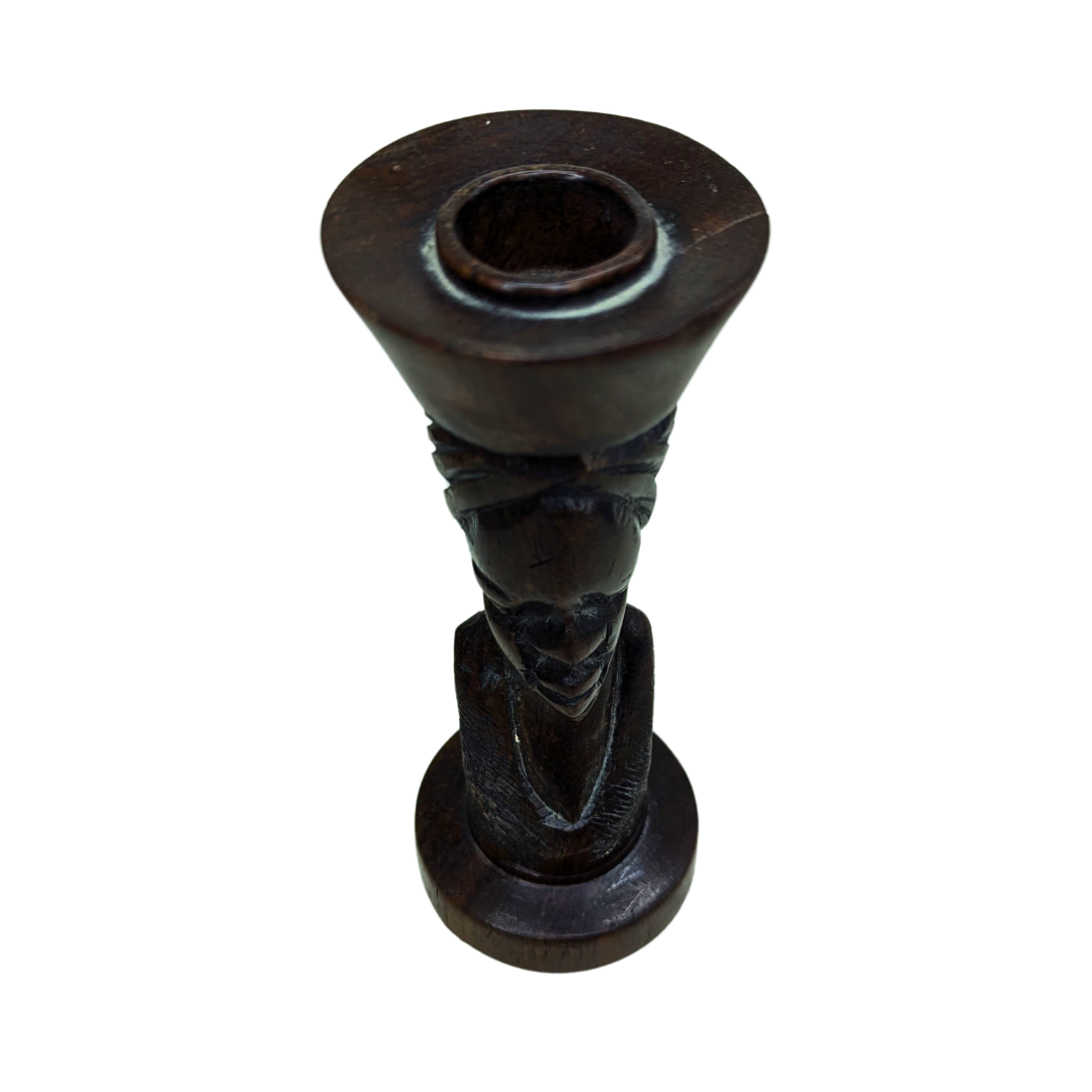 Vintage African wooden candle holder decor