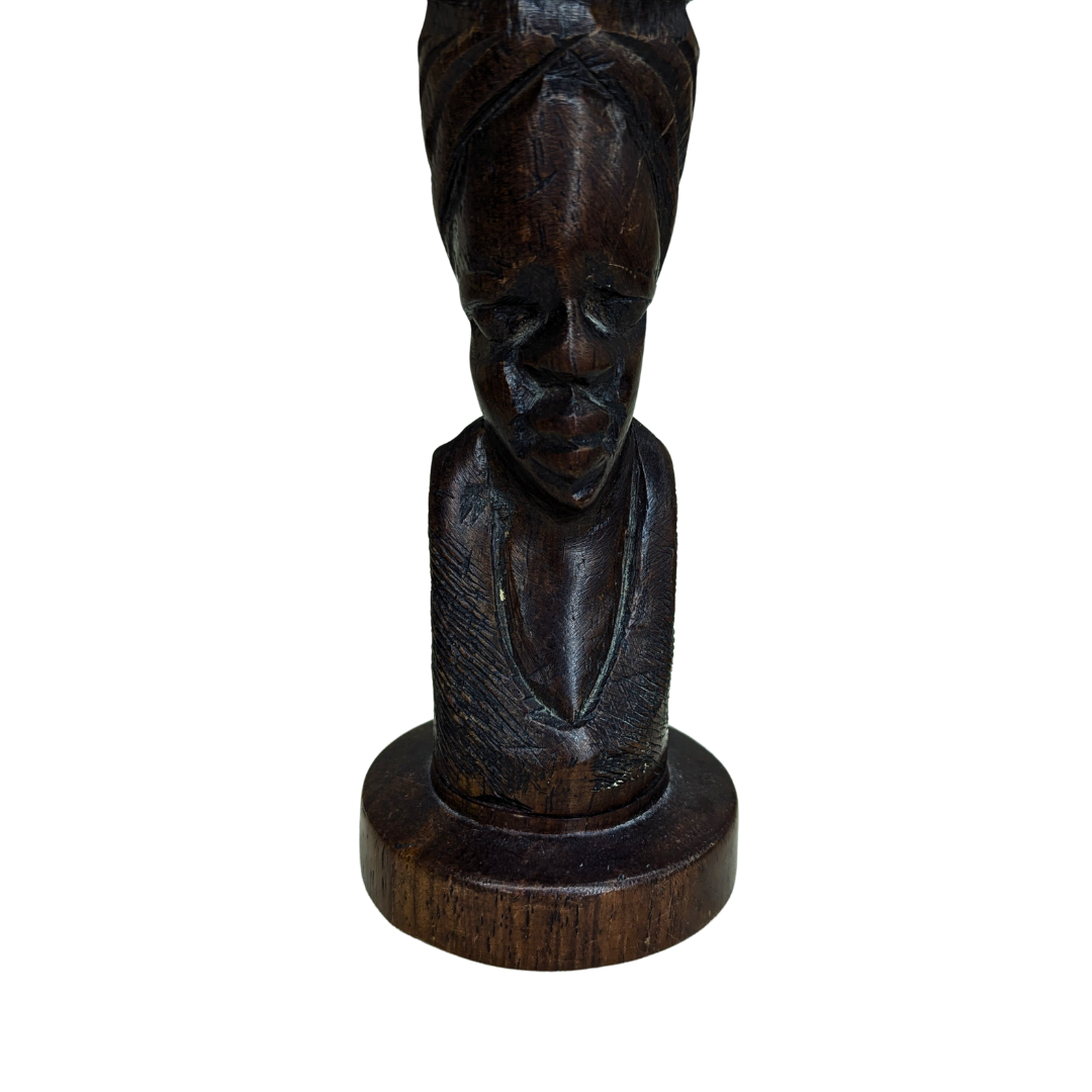 Hand Carved African Wooden Candle Holder – Tribal Art Sculpture - Image 2