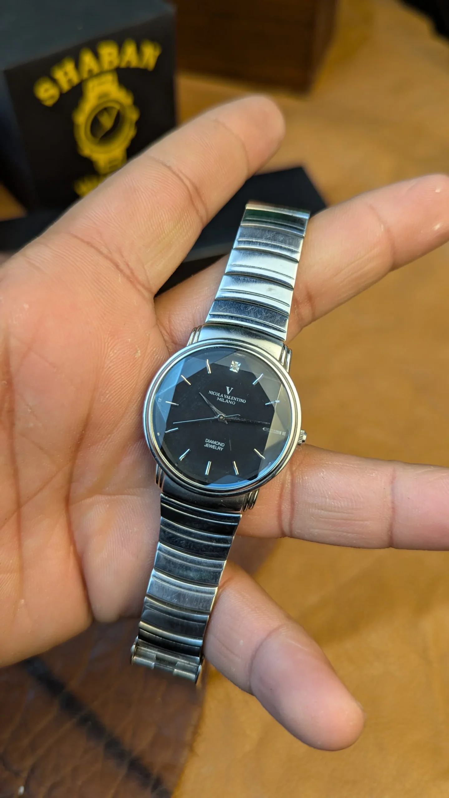 Nicola Valentino Milano NVG-216P diamond jewelry watch with black faceted dial