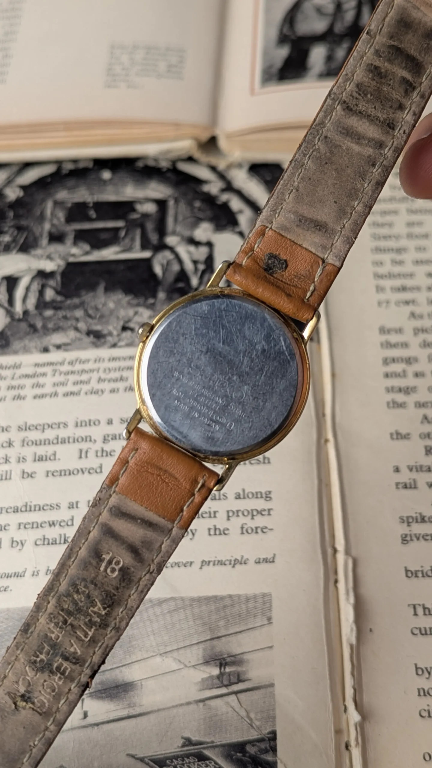 Vintage Seiko Japan quartz wristwatch back