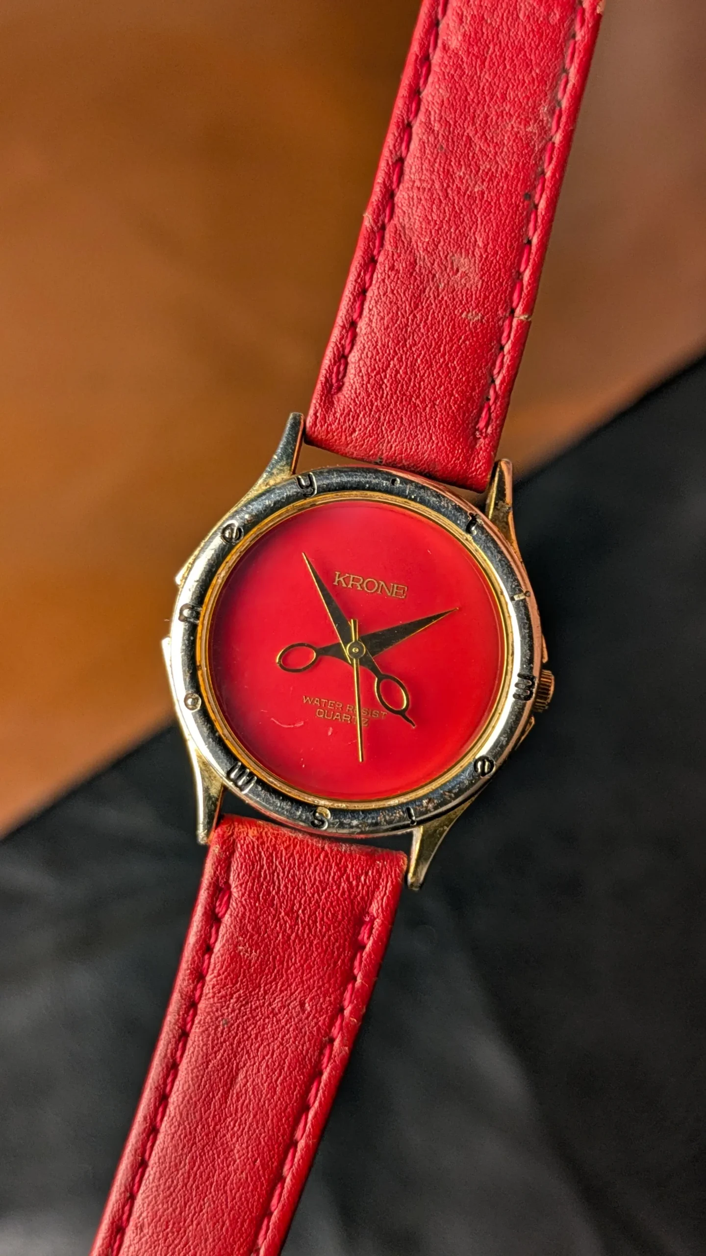 Krone ladies watch red dial quartz
