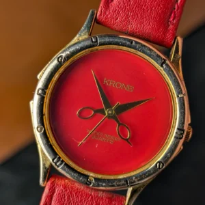 Krone Ladies Watch 30mm Red Dial Quartz Vintage Style