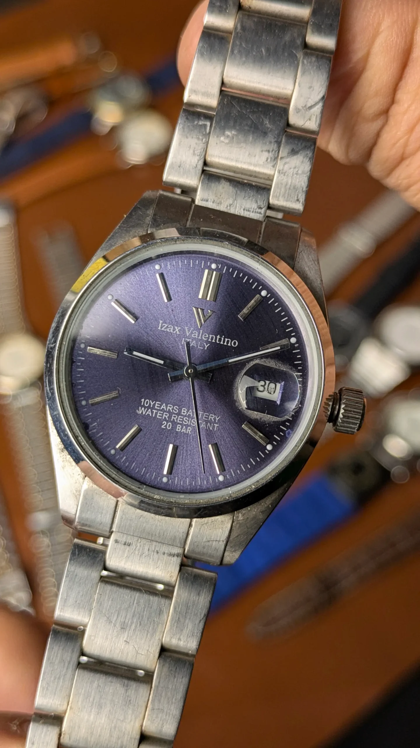 valentino italy watch stainless steel bracelet close up