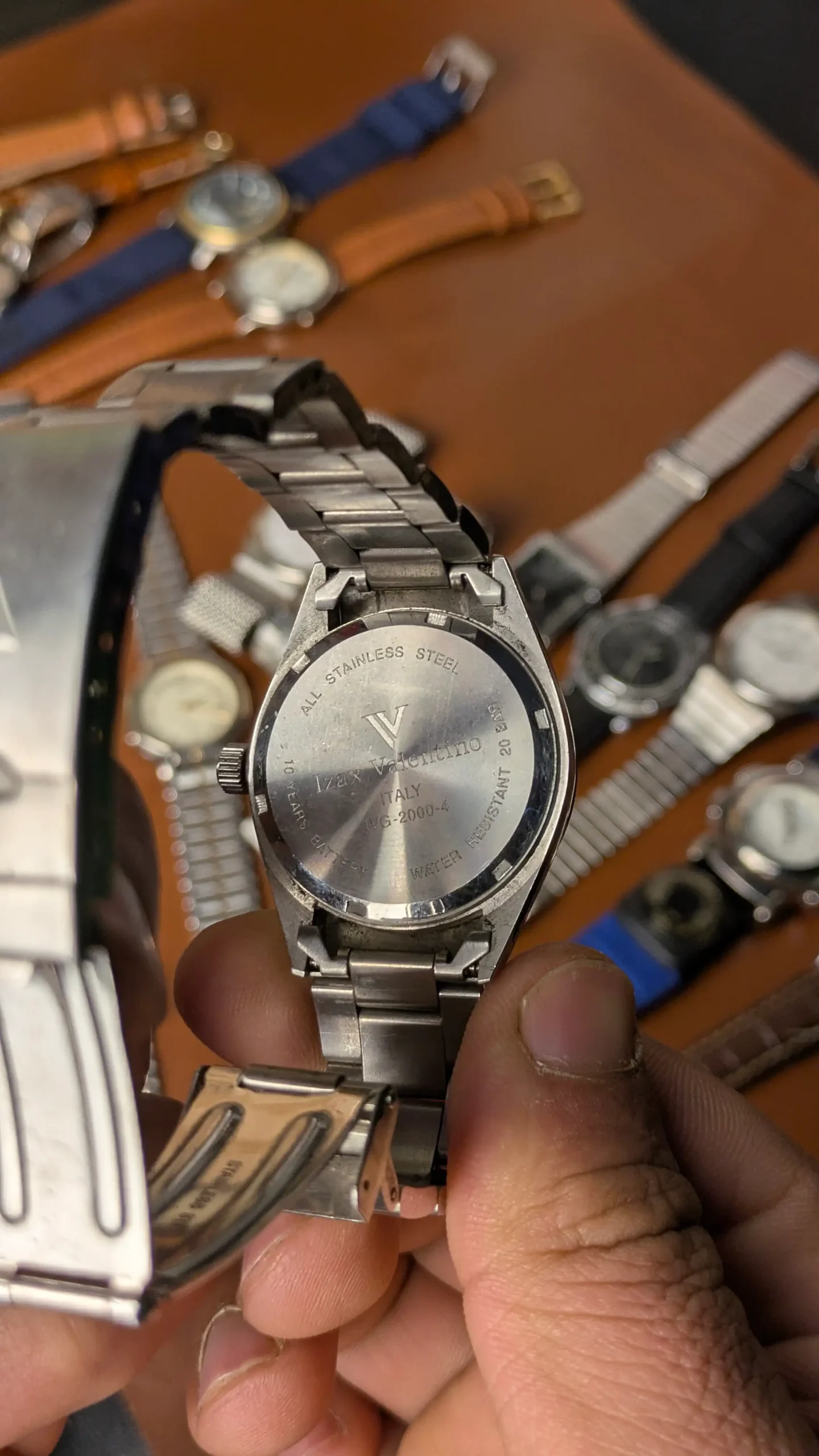 valentino watch case back stainless steel engraving