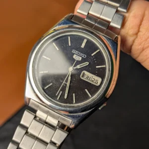 seiko automatic watch wrist shot black dial