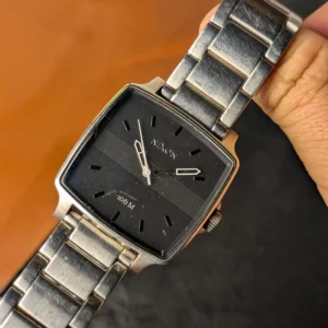 Nixon square watch black dial close up