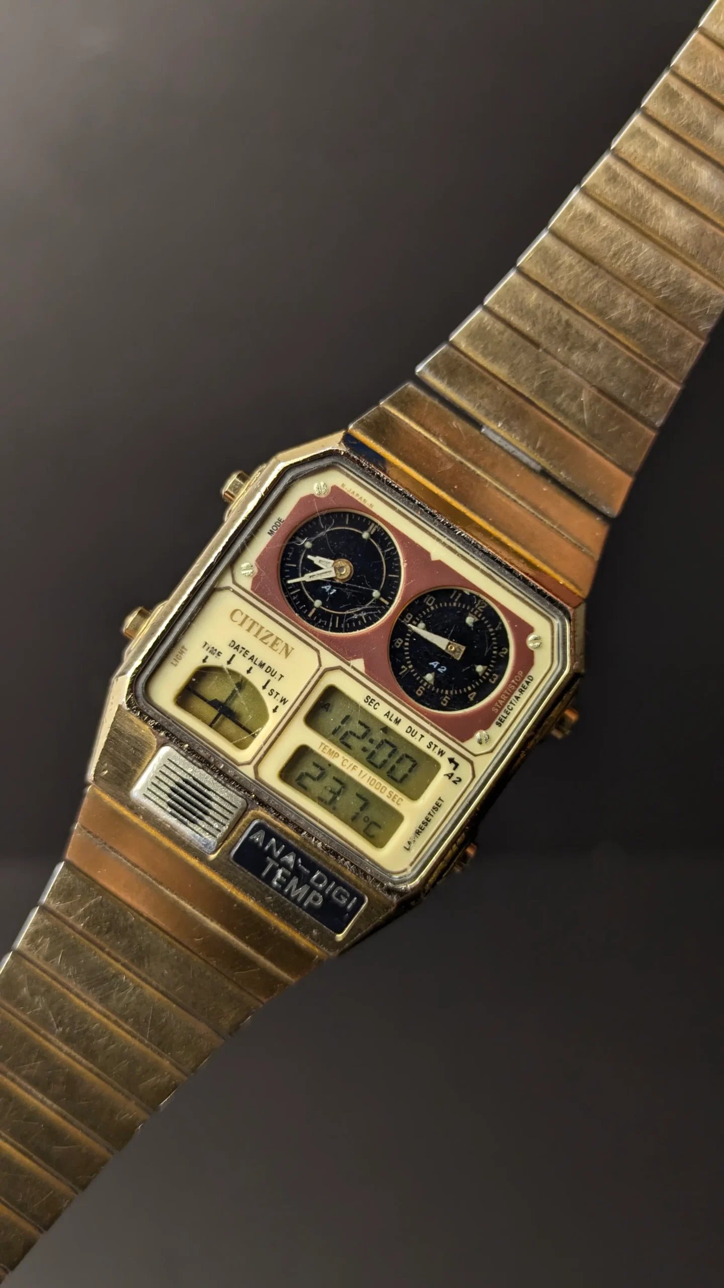 Collection of vintage Citizen watches featuring Japanese automatic and quartz timepieces